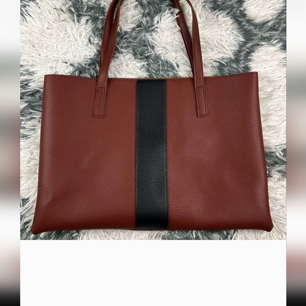 Vince Camuto Tan and Black Leather Tote - Picture 8 of 8